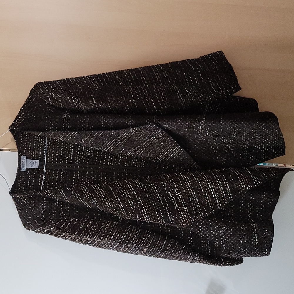 Women Maggie Barnes for‎ Catherine's brown metallic thread 1X jacket